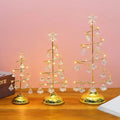 LED Christmas Tree Lamp Small Crystal Decorative Iron Tree Night Light Ornament for Gift Golden Warm Light Happy New Year